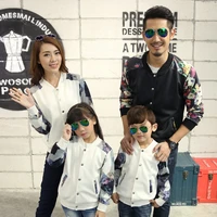 new fashion coat for couples autumn floral sleeve patchworked outwear family matching outfit clothes mom daughter dad son top