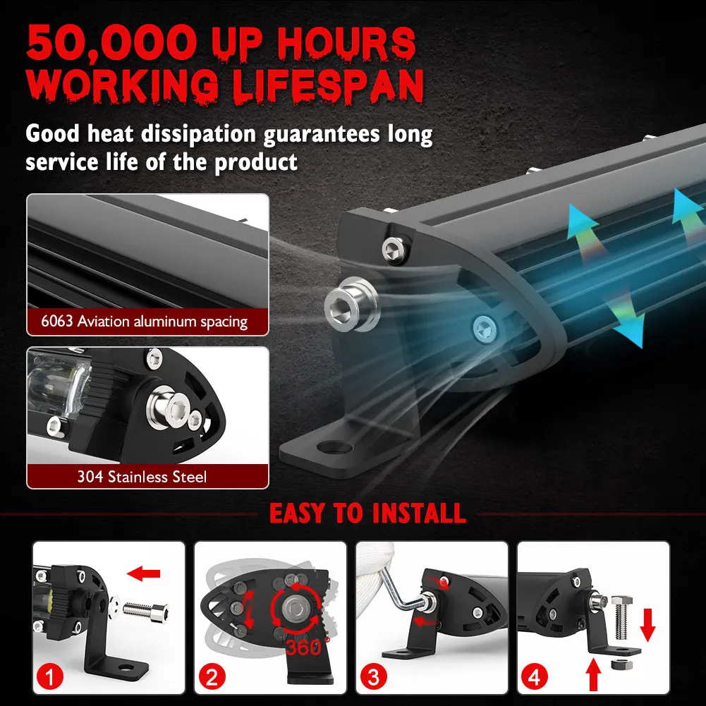 NAOEVO 7" 6D Slim LED Light Bar / Work 12V 24V Driving Fog DRL Combo Car led bar For off road Jeep ATV 4WD barra de | Автомобили и
