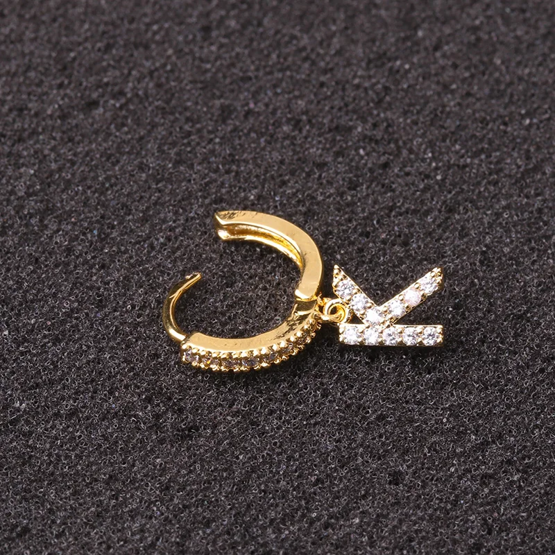 Sellsets 1 Piece Women 26 Initial Letter Gold Silver CZ Circle Hoop Ear Piercing Jewelry Lobe Earrings For Girl | Украшения и