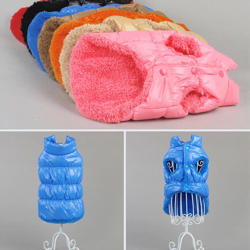 Зимняя одежда для собак утолщенные теплые куртки кошек водонепроницаемая куртка чихуахуа мопса жилет