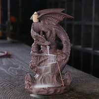 purple clay incense burner handmade dragon backflow incense burner creative pterodactyl waterfall incense holder censer figurine