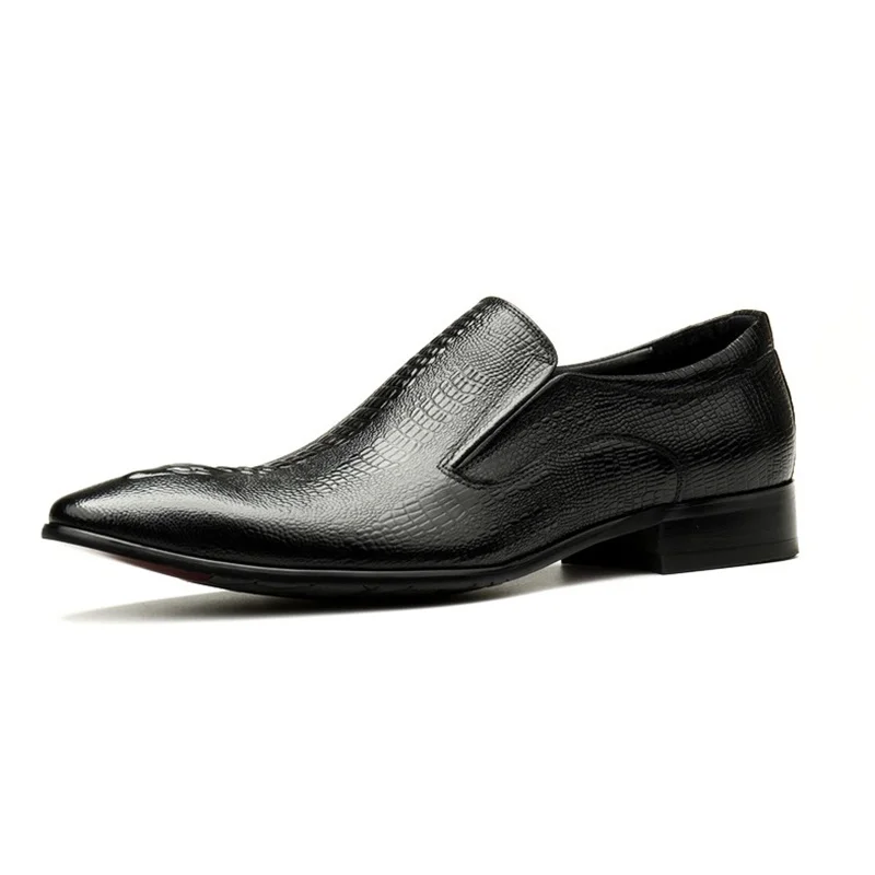 

CGNP High Quality Crocodile Pattern Genuine Leather Pointed Toe Loafers Fashion Slip On Dress Shoes Summer Men Casual Shoes