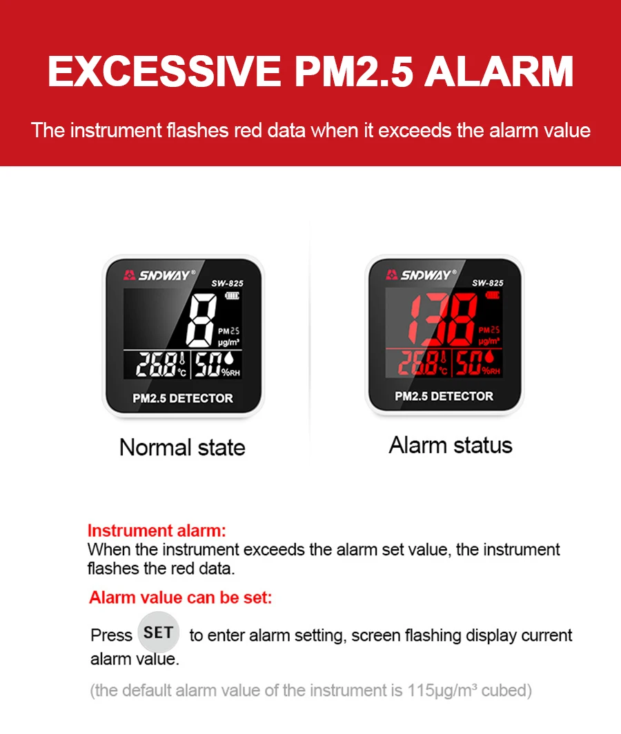 SNDWAY PM 2,5 монитор качества воздуха PM2.5 детектор перезаряжаемый мини-измеритель температуры анализатор туманообразного газа детектор газа
