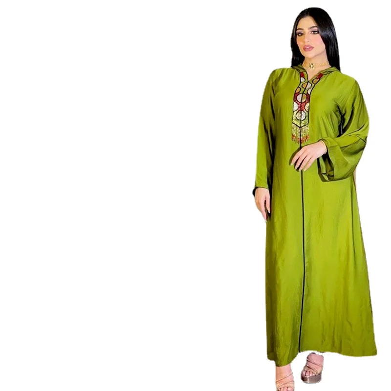 Long Sleeve Kaftan Dress Moroccan Hooded Robe Femme 2021 Muslim Abayas Turkish Pakistani Dubai Beaded Evening Gowns | Тематическая