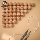 30 шт., бусины из бука, 16 мм, без бисфенола