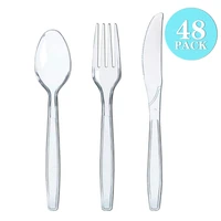 4896144pcs plastic cutlery set crystal clear cutlery set plastic dinner knife fork spoon birthday party household supplies