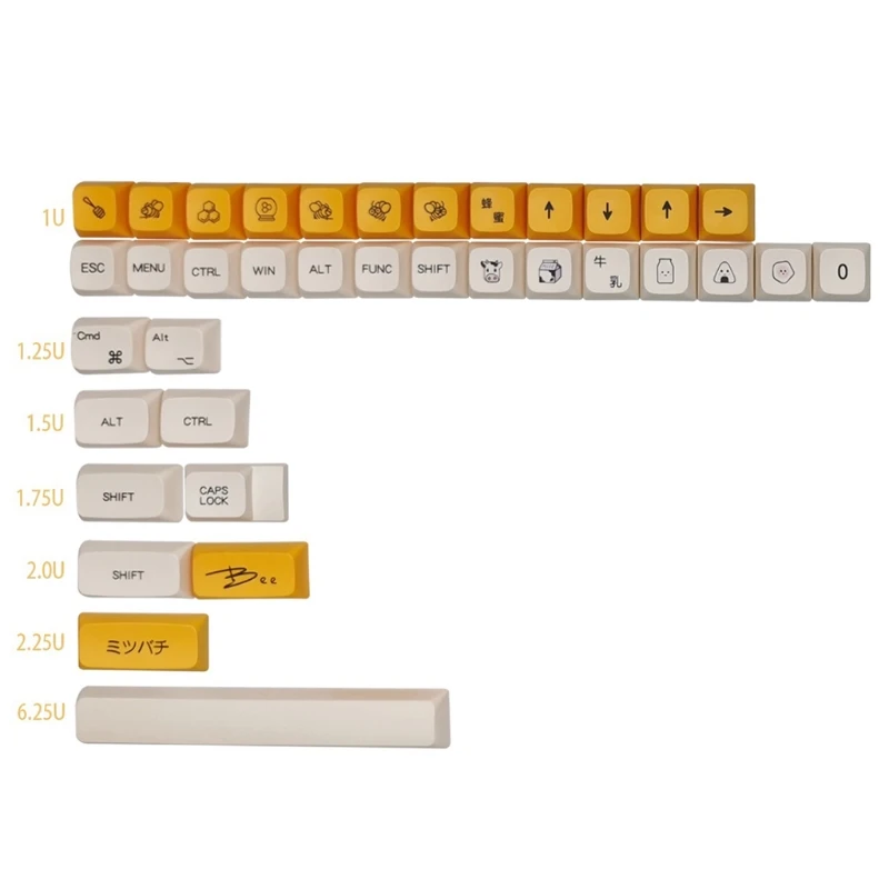 

B2EF PBT XDA Profile Keycap 140 Keys Dye Sublimation Keycaps for Mechanical Keyboard Botanical Honey Milk Theme