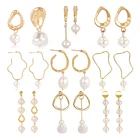 Женские серьги-кольца с натуральным пресноводным жемчугом, геометрический Асимметричный металлический жемчуг, ювелирные серьги в подарок