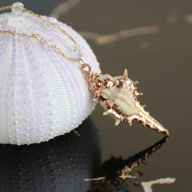 

Free Shipping(1 pcs/lot)Custom Handmade Seashell Crystal Necklace Beach Wedding Holidays Jewelry Natural Shell