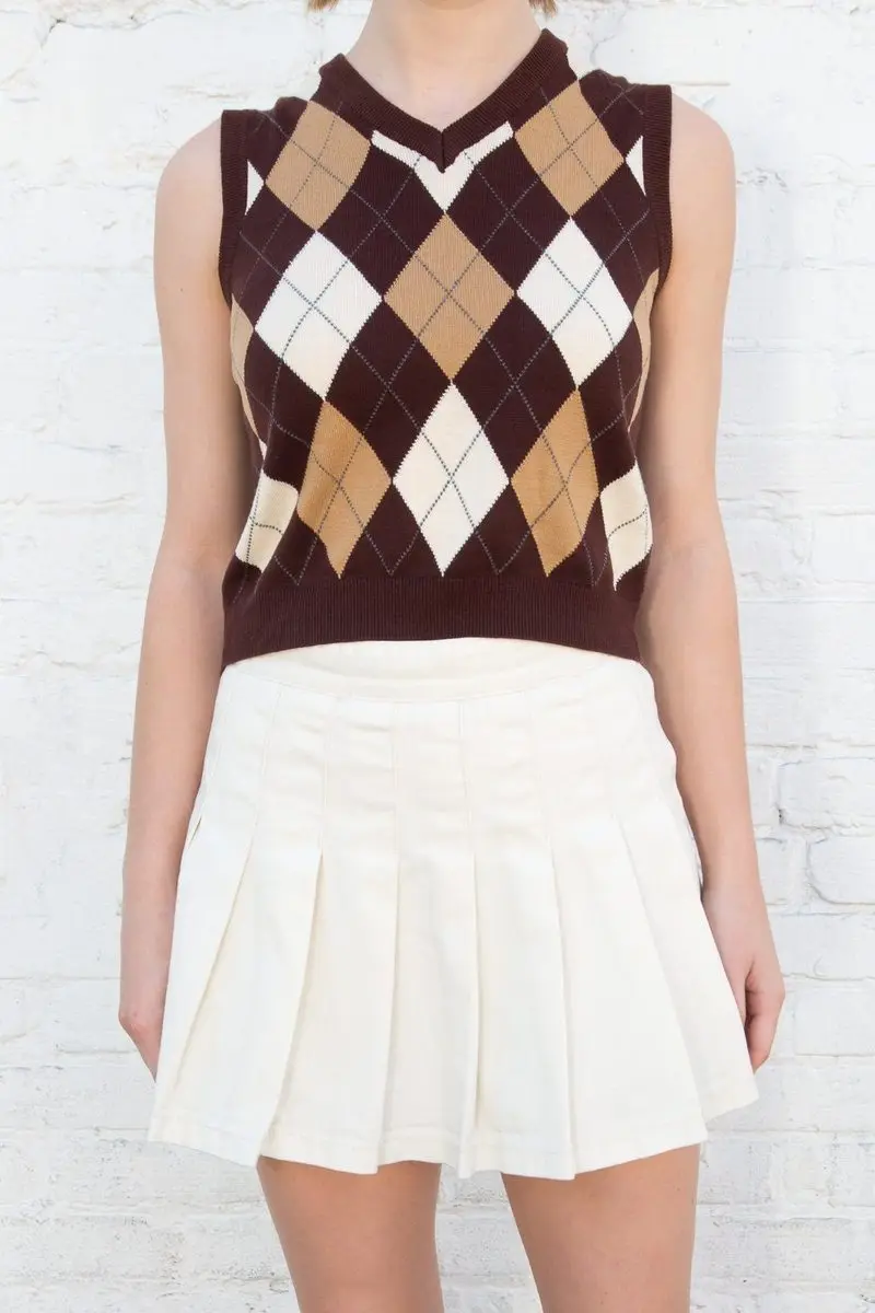 

Brandy Mandy Women Sweater Vest Top Short V-Neck Sweater Sleeveless WomenTop Sweater Vest Brandy Mel Short Vest Sweater Top