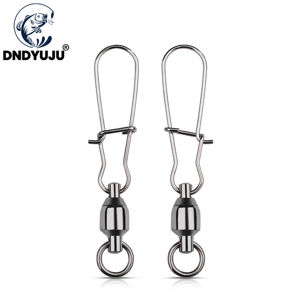 

DNDYUJU 10Pcs Stainless Steel Fishing Connector Swivels Interlock Rolling With Hooked Bearing Fishhook Lure Tackle Accessories