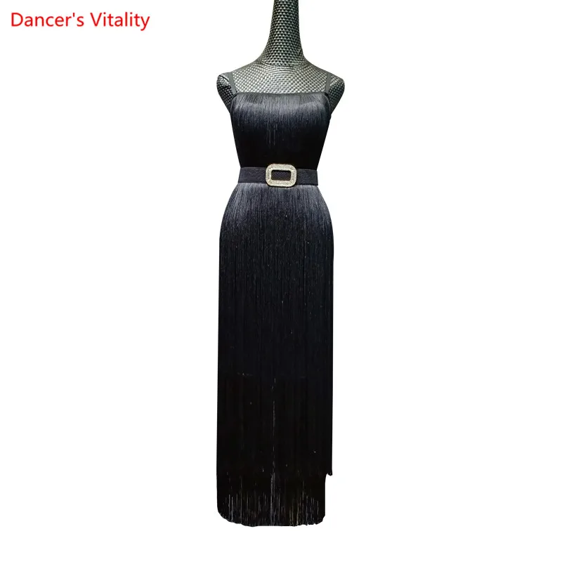 Adult Female Latin Dance Dress 2018 New Sexy Sling Split Tassel Dresses Women Rumba Samba Stage Performance Costumes | Тематическая