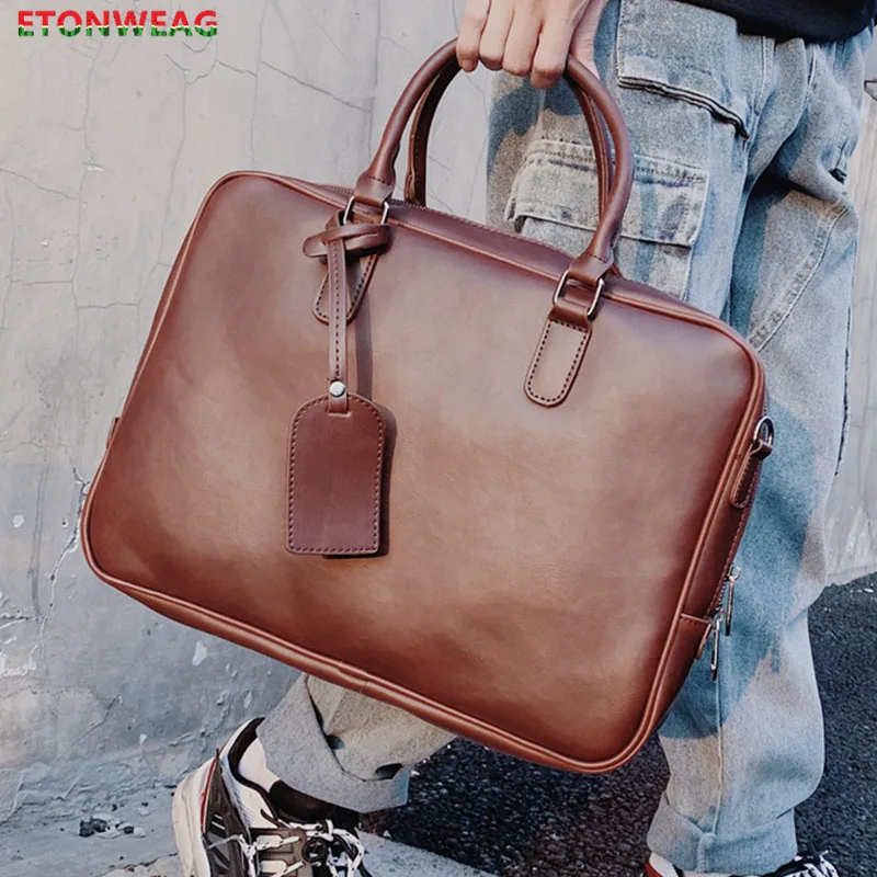 Винтажная сумка для мужчин мешок через плечо вместительный однотонный