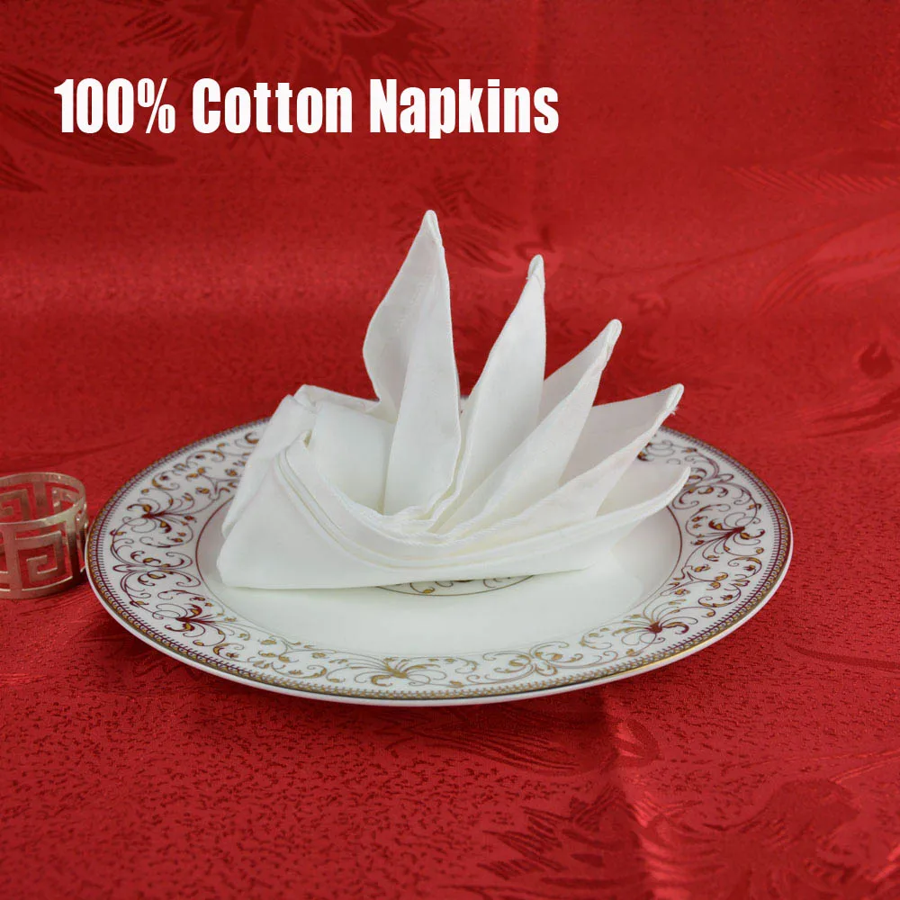 10 шт./лот красный/белый 100% хлопок 35*35 см квадратная Складная Ткань для отеля