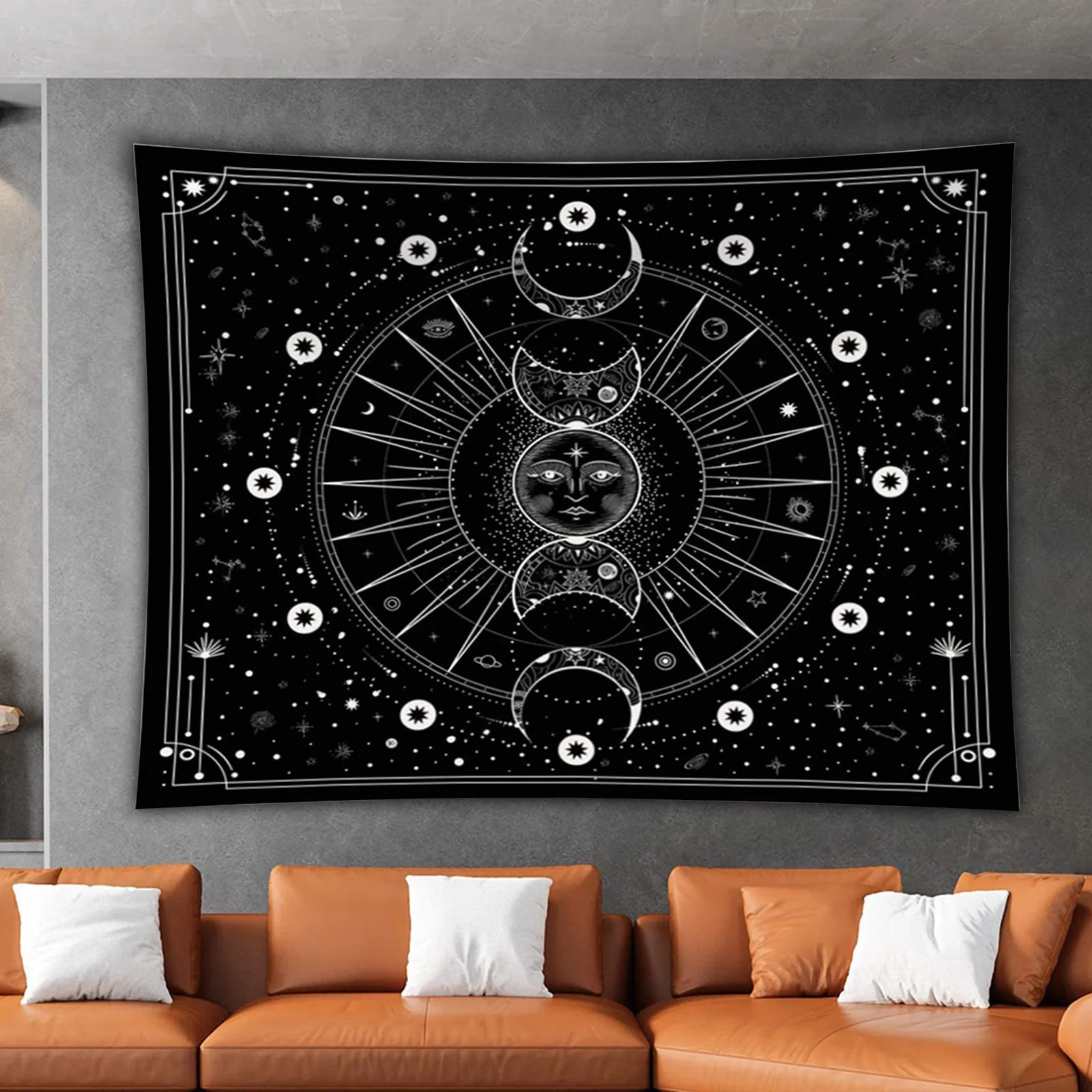 

FFO Colorful Sun And Moon Mandala Tapestry White Black Wall Hanging Blankets Gossipe Carpets Dorm Decor Living Bedspread