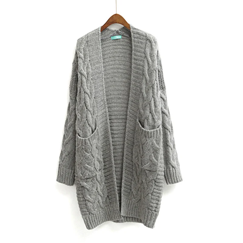 8 Colors Women Autumn Long Cardigan With Two Pockets Warm Knit Outwear Female Sweaters Casual Cardigans Sweater Jacket Knitwear |