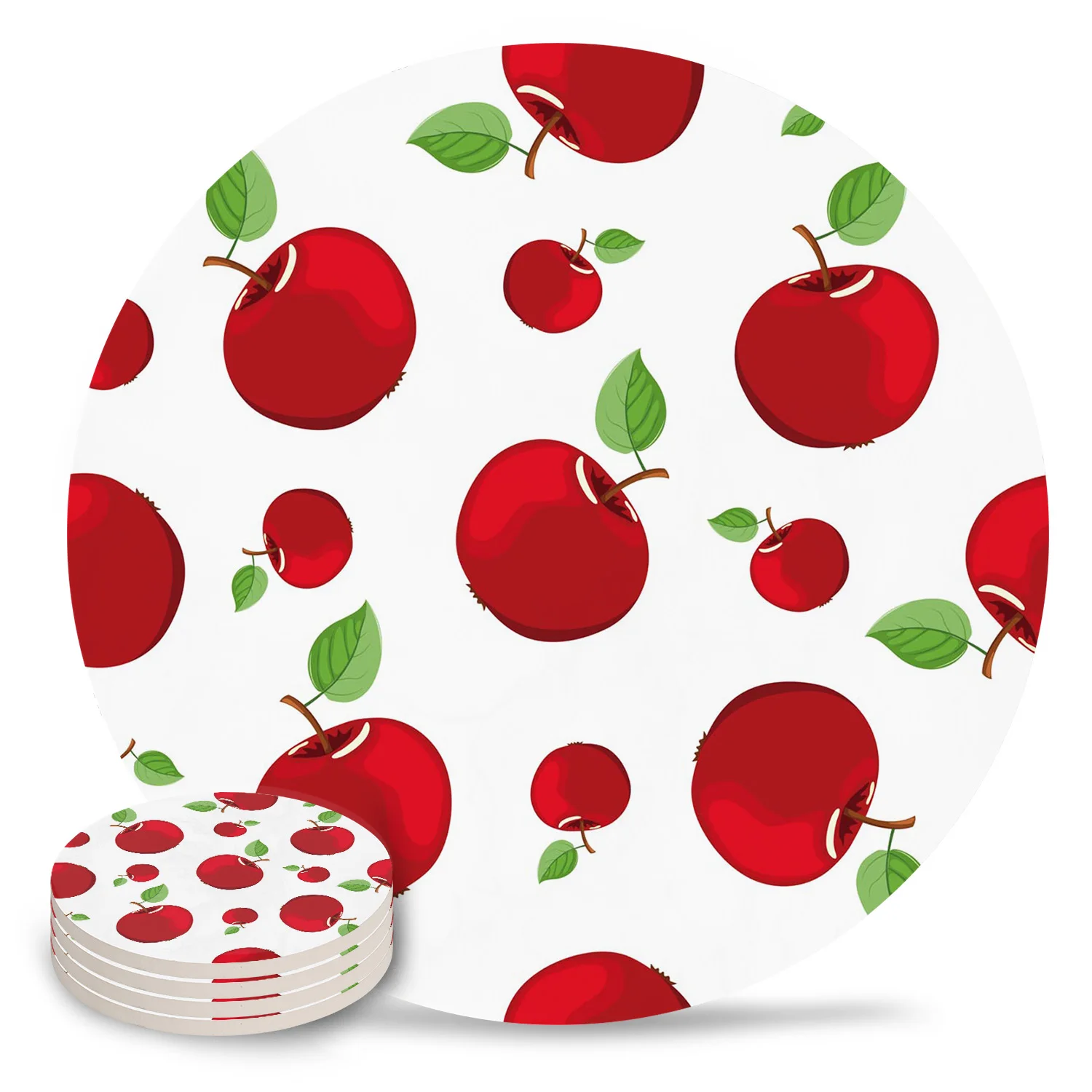 Подставка под тарелку с яблоком и красными фруктами керамическая подставка