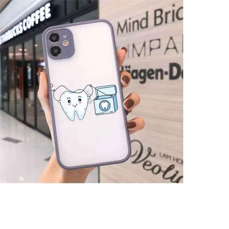 

cute cartoon Teeth Phone Cases matte transparent For iphone 7 8 11 12 plus mini x xs xr pro max cover