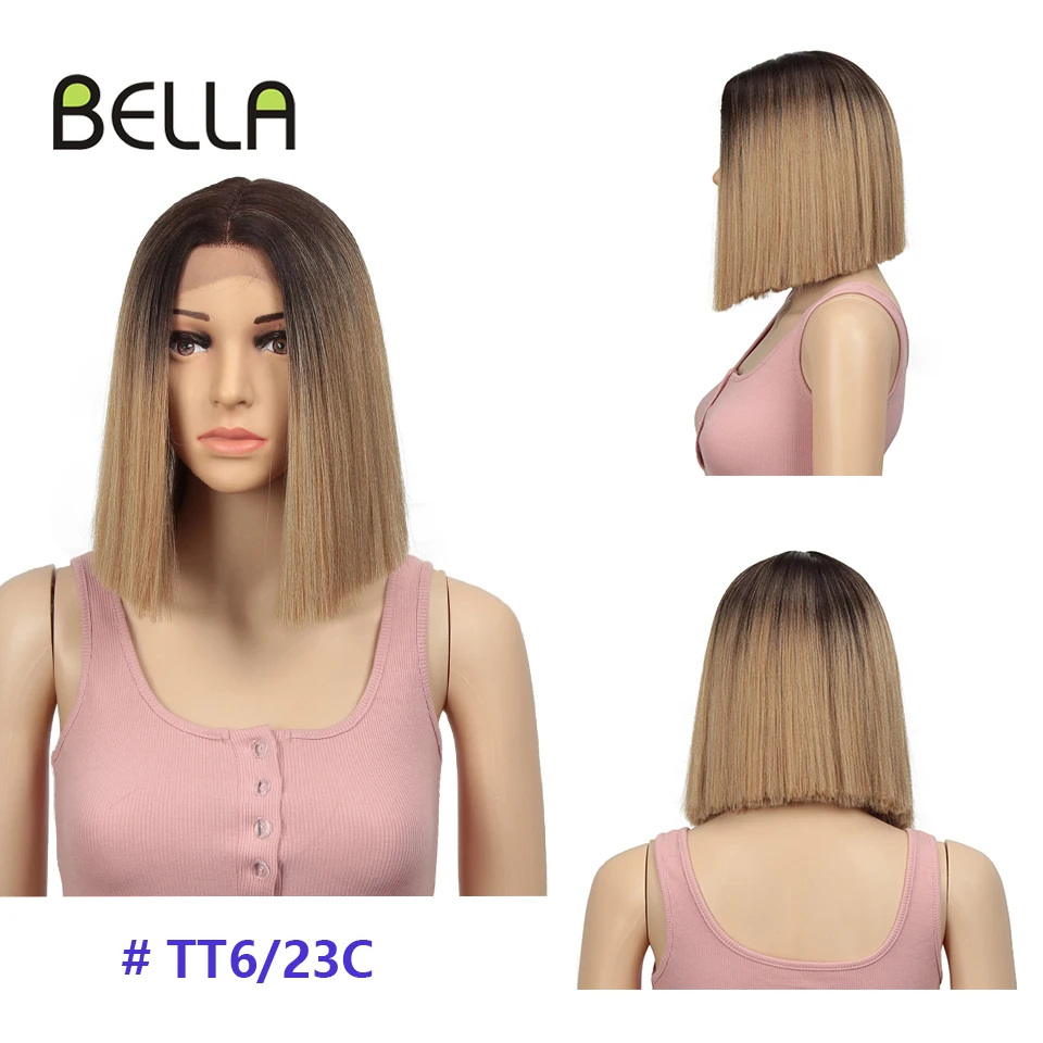 Бесплатная быстрая доставка парик Bella из синтетического кружева спереди прямые