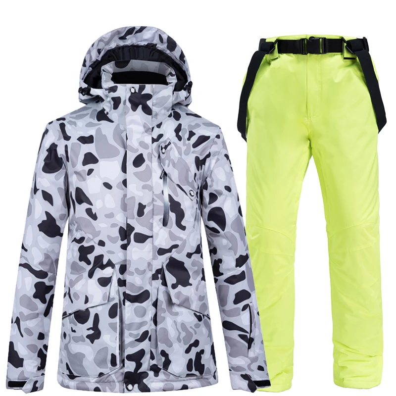 -30 Black Women's Snow Suit Wear Snowboarding Clothing Waterproof Windproof Winter Outdoor Costume Jackets Ski Coat + Strap Pant |