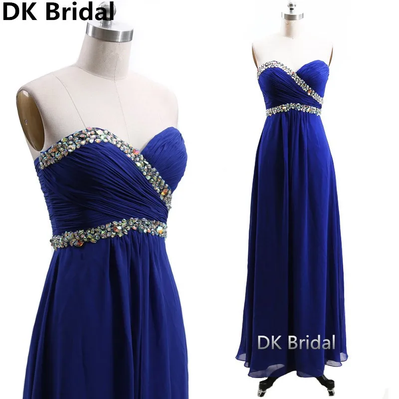 

Длинное вечернее платье, с бисером, пикантная шифоновая без бретелек, ярко-синие вечерние платья, 2019