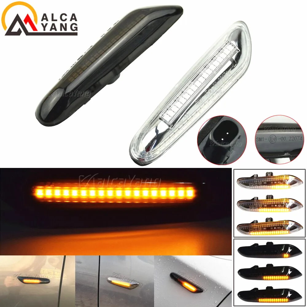 

2pcs Dynamic Flowing LED Turn Signal Side Marker Light Blinker For BMW E46 E60 E61 E90 E91 E81 E87 E82 E88 E83 E84 E92 E93 X3 X1