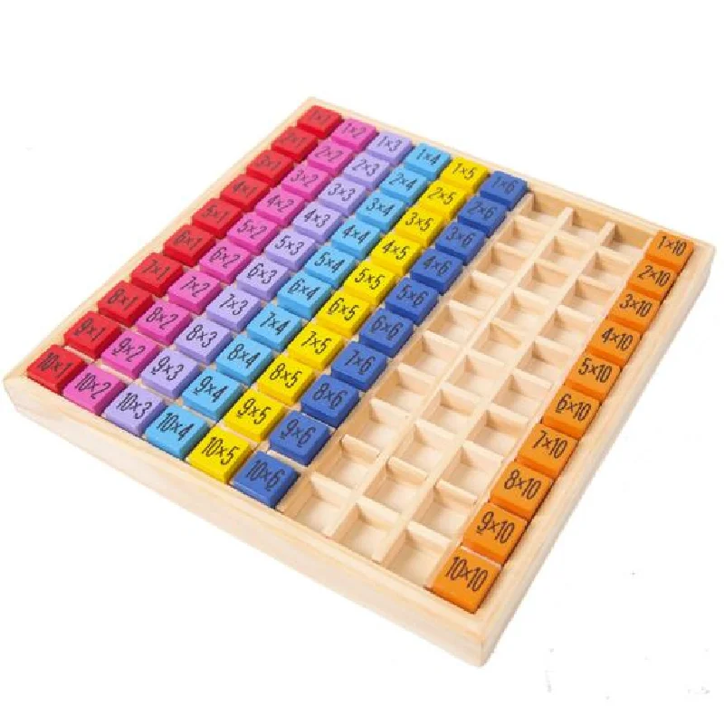 Детские деревянные игрушки 99 Таблица мультипликации математические 10*10 фигурные