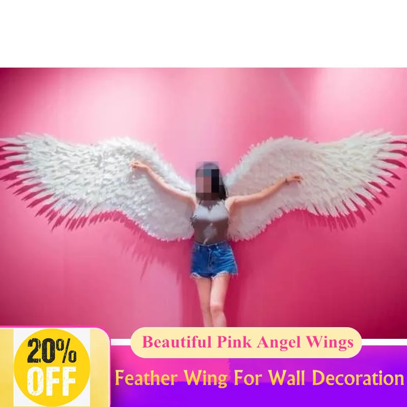 

New Come Beautiful Pink Angel Feather Wing Adult Model Festival Party Wings Christmas Wedding Wall Decoration
