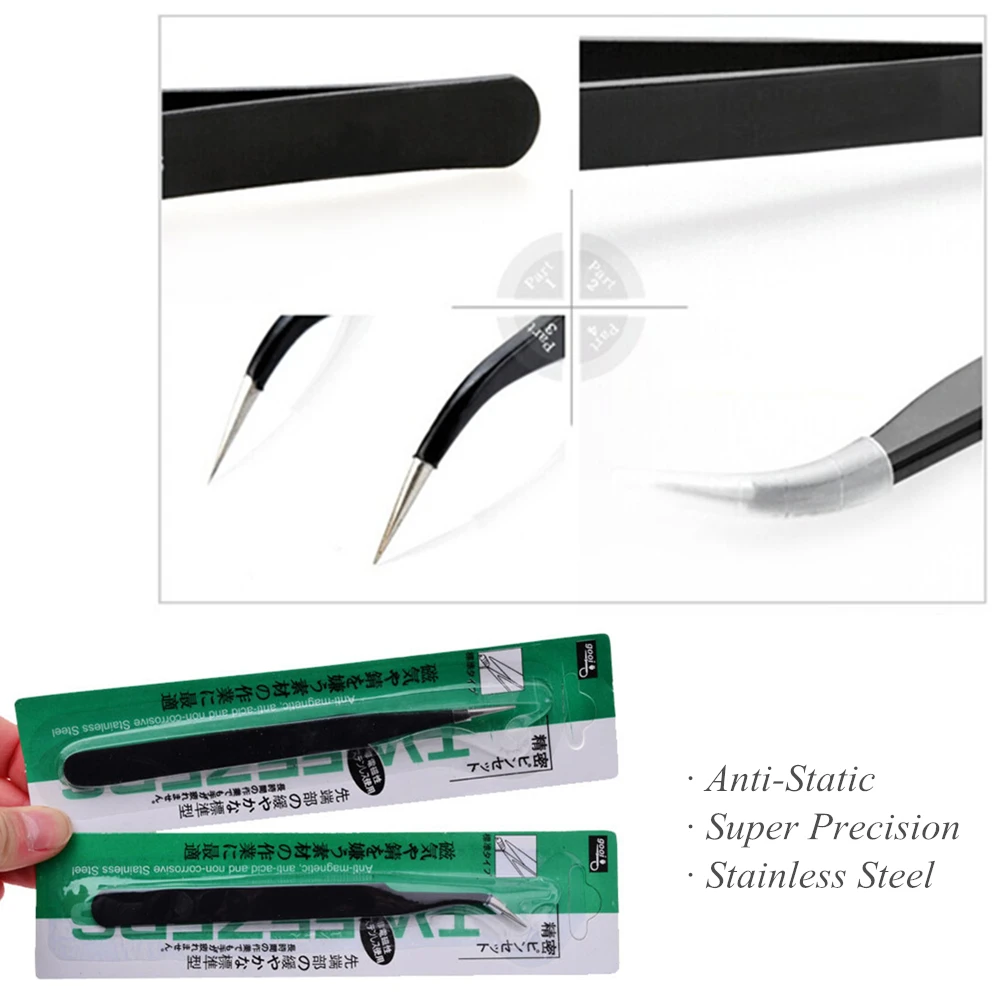 Tweezers Straight Curved Anti-Static Nail Nipper Picker Rhinestone Art Lovers Diy Making Design Hand Tool | Красота и здоровье