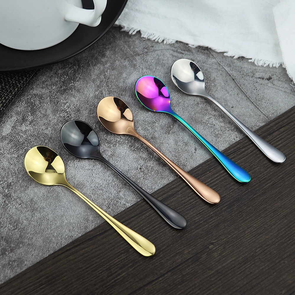 1 шт чашка кофейная красочная ложка кафе из нержавеющей стали Серебряная Золотая