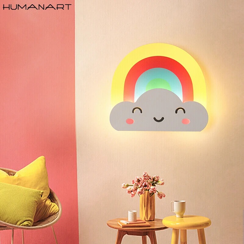 Креативный светодиодный настенный светильник радужной расцветки для детской