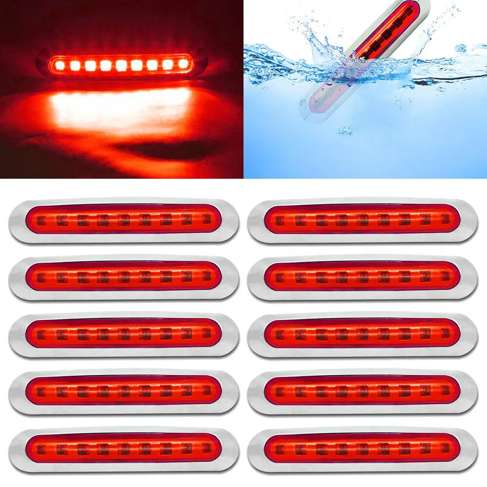 

Waterproof Side Marker Lights Shock Proof Dust Proof 10X Red Trailer 12V/24V