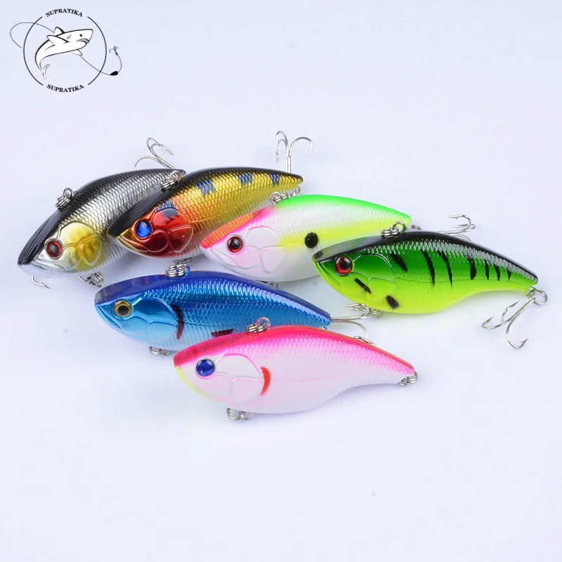 

6Pcs/Lot Lifelike Crankbait VIB Lure Sea Fishing Bait Artificial Hard Isca With 2 Treble Hooks Wobblers Pike Fishing