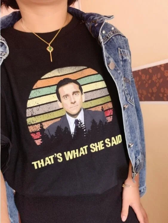 

Kuakuayu HJN летняя модная футболка унисекс то, что я сказал, офис Dunder Mifflin, забавная футболка для ТВ-шоу