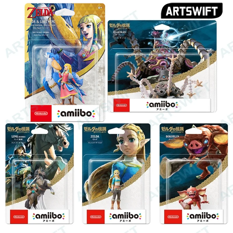 

Nintendo Switch Amiibo Legend of Zelda Breath of the Wild Figure Loftwing Skyword HD Link Archer Rider Guardian Region Free
