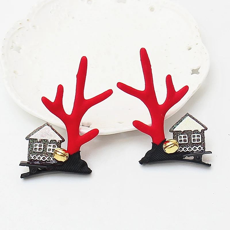 2 шт./лот милые оленьи рога для волос заколки девочек очаровательные меховые