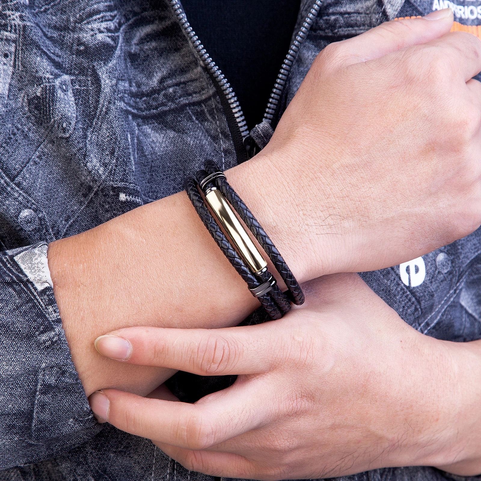 Цепочка многослойная из нержавеющей стали для мужчин изящная браслет на