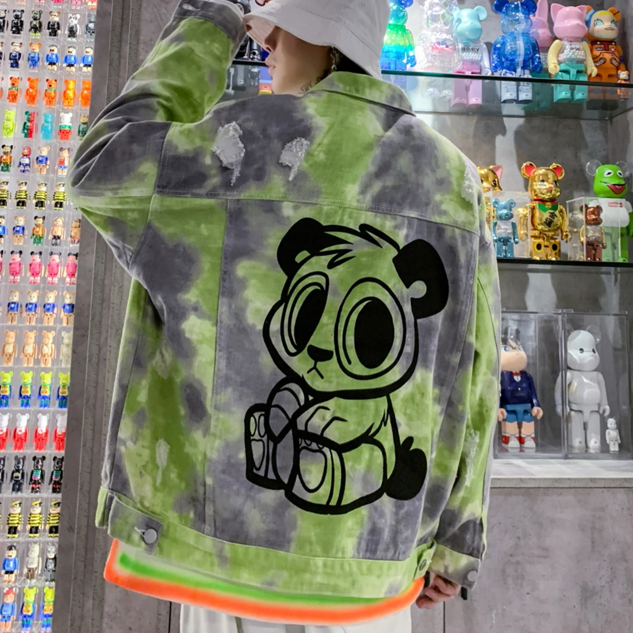 Куртка мужская джинсовая в стиле хип хоп винтажная уличная одежда с принтом