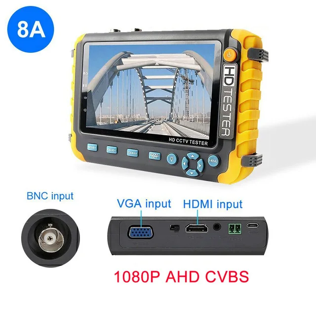 5 дюймов TFT ЖК-монитор CCTV Тест er 4 в 1 5MP TVI AHD CVI тестер аналоговых камер поддержка VGA HDMI вход видео UTP кабель тест - Цвет: 8A