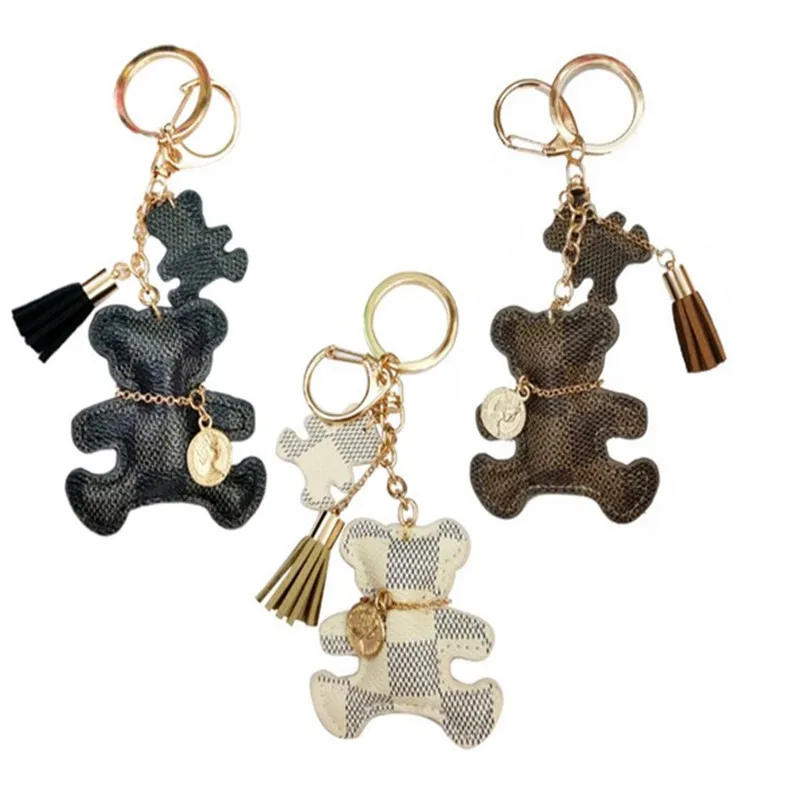 

Cute Keychain Tassel Faux Leather Bear Keychain Key Ring Women Backpack Ornament Gift Keychain for Women Backpack Ornament Toy