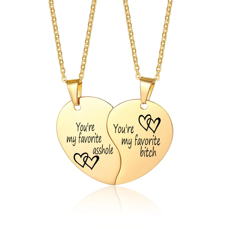 

Personalized Puzzle Pendant Necklace Custom Name Heart Necklaces For Lovers Couple Best Friend Jewelry