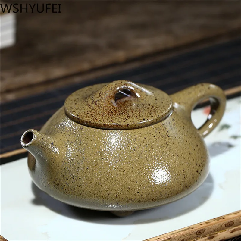 

Chinese Yixing tea pot purple clay Stone scoop teapots Retro Firewood kiln change Handmade kettle customized Authentic 240ml