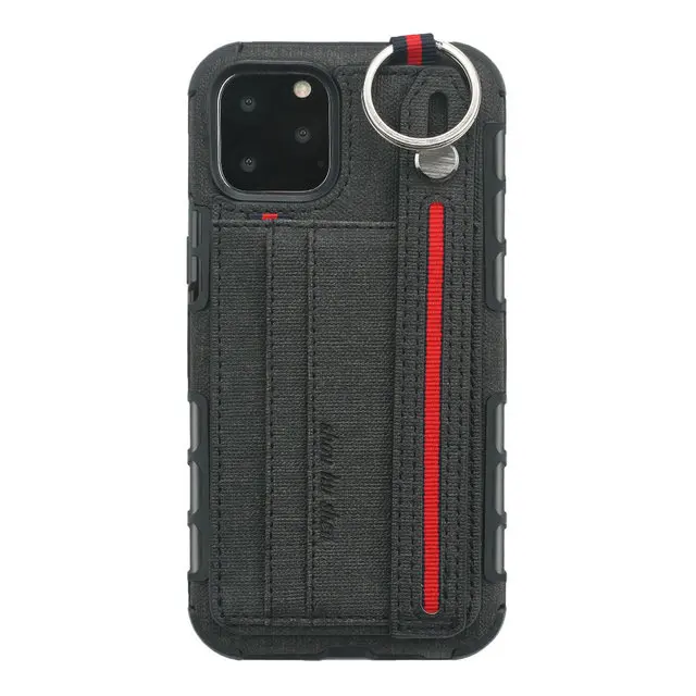 Черный Для Coque iPhone 11 чехол для iPhone 11 Pro Max Роскошный чехол металлическое кольцо карточка из ткани слот Etui для iPhone11 Pro Чехол 11Pro Funda - Цвет: Черный