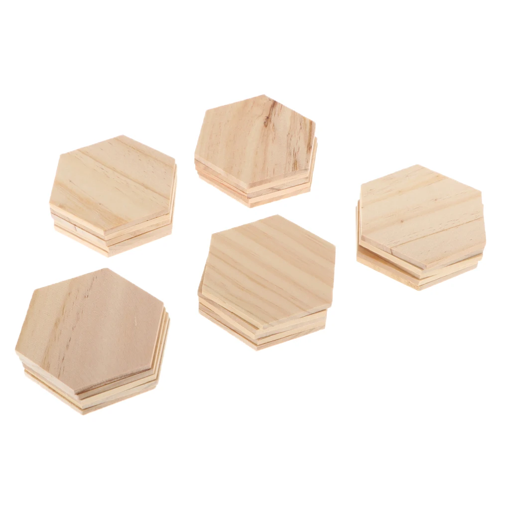 25 9x7.8cm Unfinished Hexagon Wood Pieces for DIY Engraving Carving Crafting Square Plaques Sheets Rustic Decorations | Дом и сад