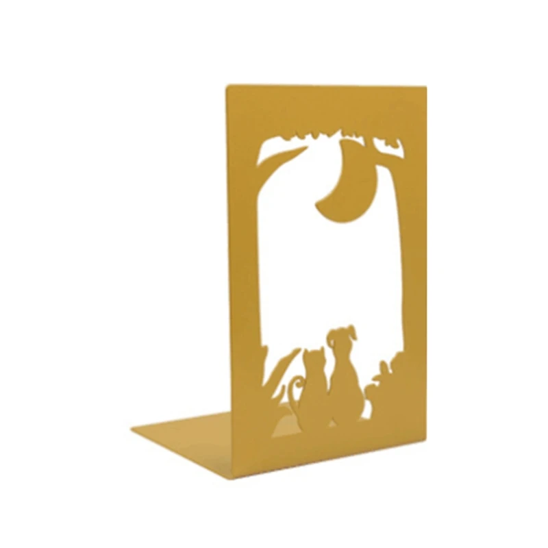 

2 Pc Creative Hollow-out Metal Book Stoppers Nonskid Metal Bookends Book Organizer Creative Birthday Gift for Decoration