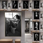 Плакат с изображением соблазнительной обнаженной женщины, черно-белого цвета, Картина на холсте с изображением девушек для курения в туалете, Настенная картина для уборной, Декор для дома