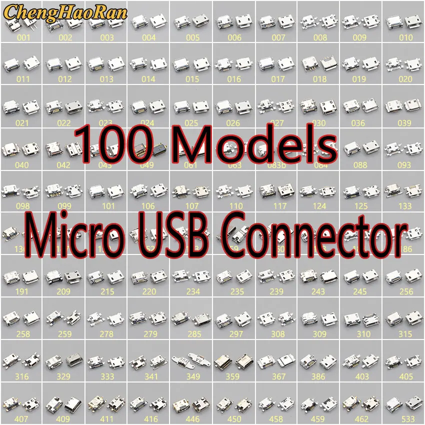 100 моделей 5pin Micro USB разъем гнездо смешанный SMD DIP V8 порт для Lenovo Samsung Xiaomi Huawei Nokia MOTO и