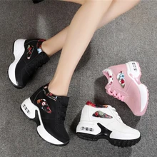 Zapatos de moda para mujer, Zapatillas altas con plataforma, botines de baloncesto, zapatos de aumento de altura, W505