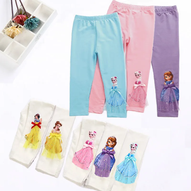 Леггинсы для маленьких девочек модные штаны принцессы Эльзы новая модная одежда