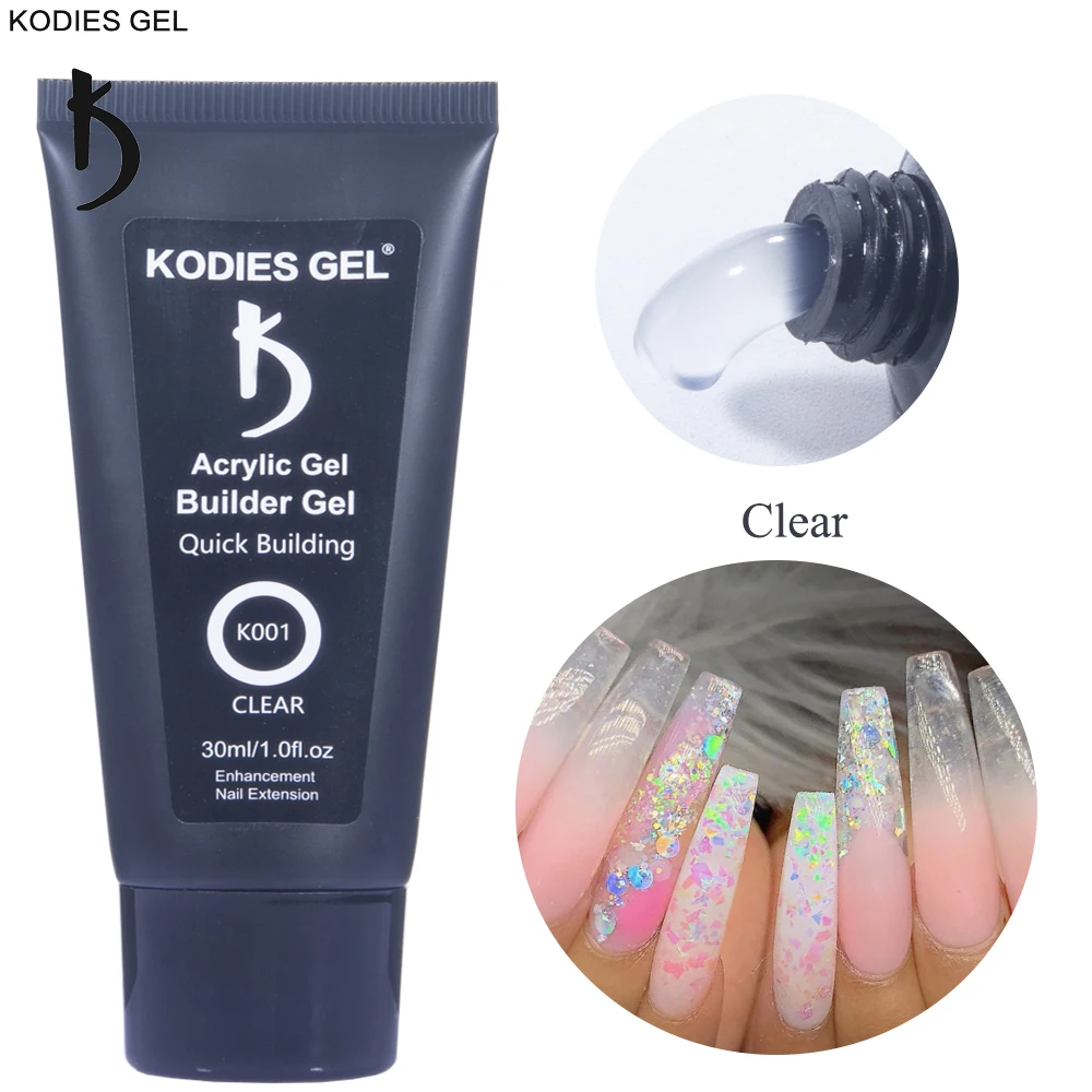Прозрачный полигель KODIES для ногтей прозрачный акриловый полигель-лак быстрого
